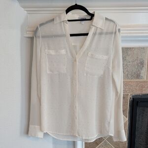Express Sheer White Button Down Shirt
